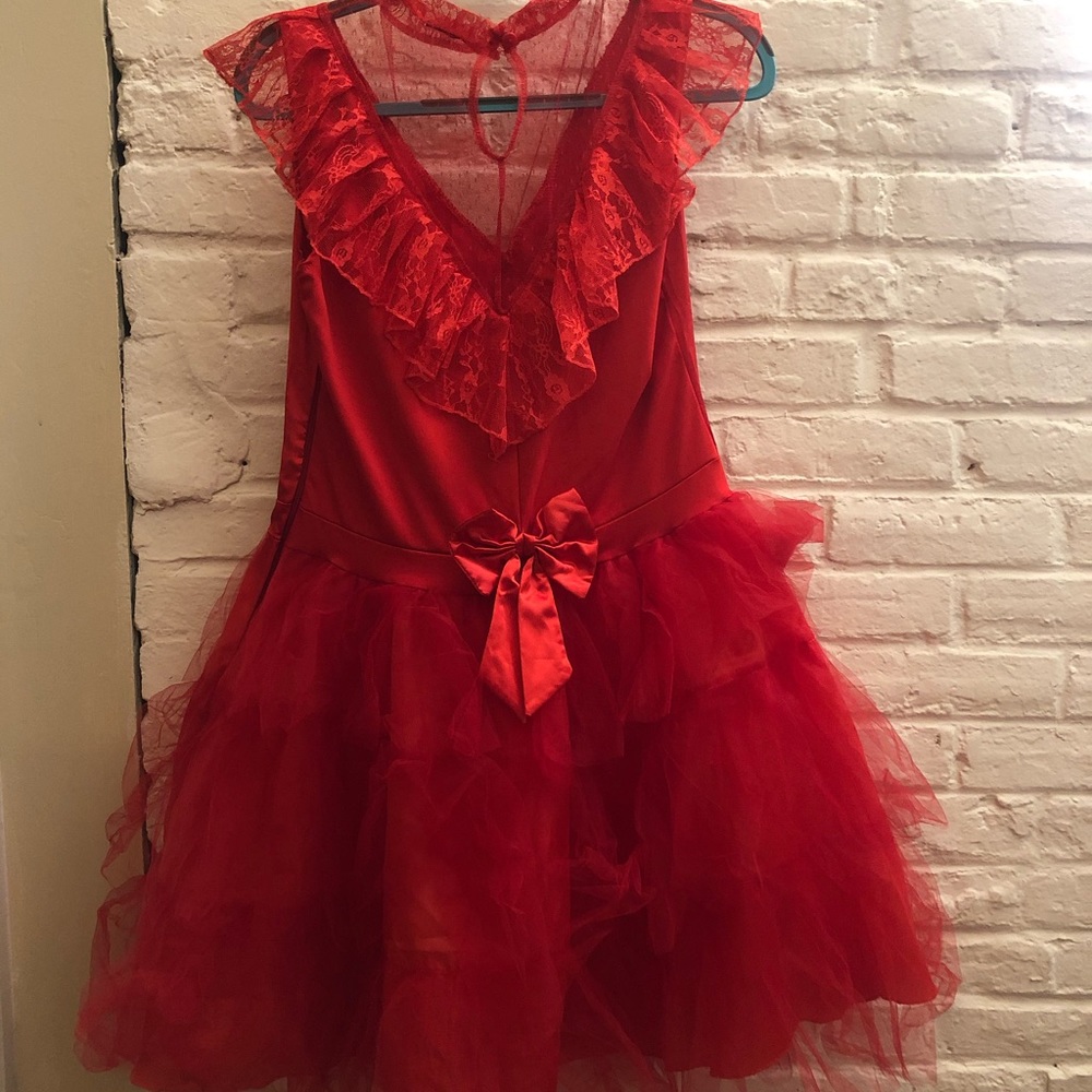Red Lydia Deetz Wedding Dress Costume